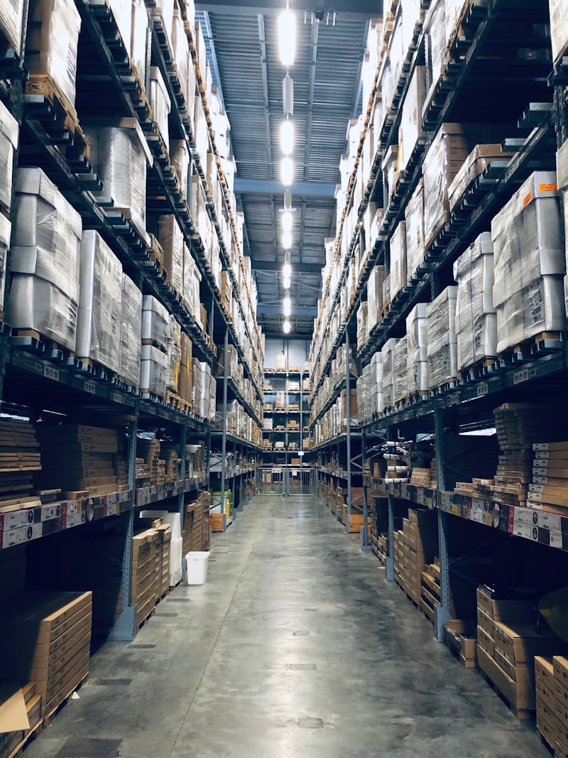 Warehouse with storage racks